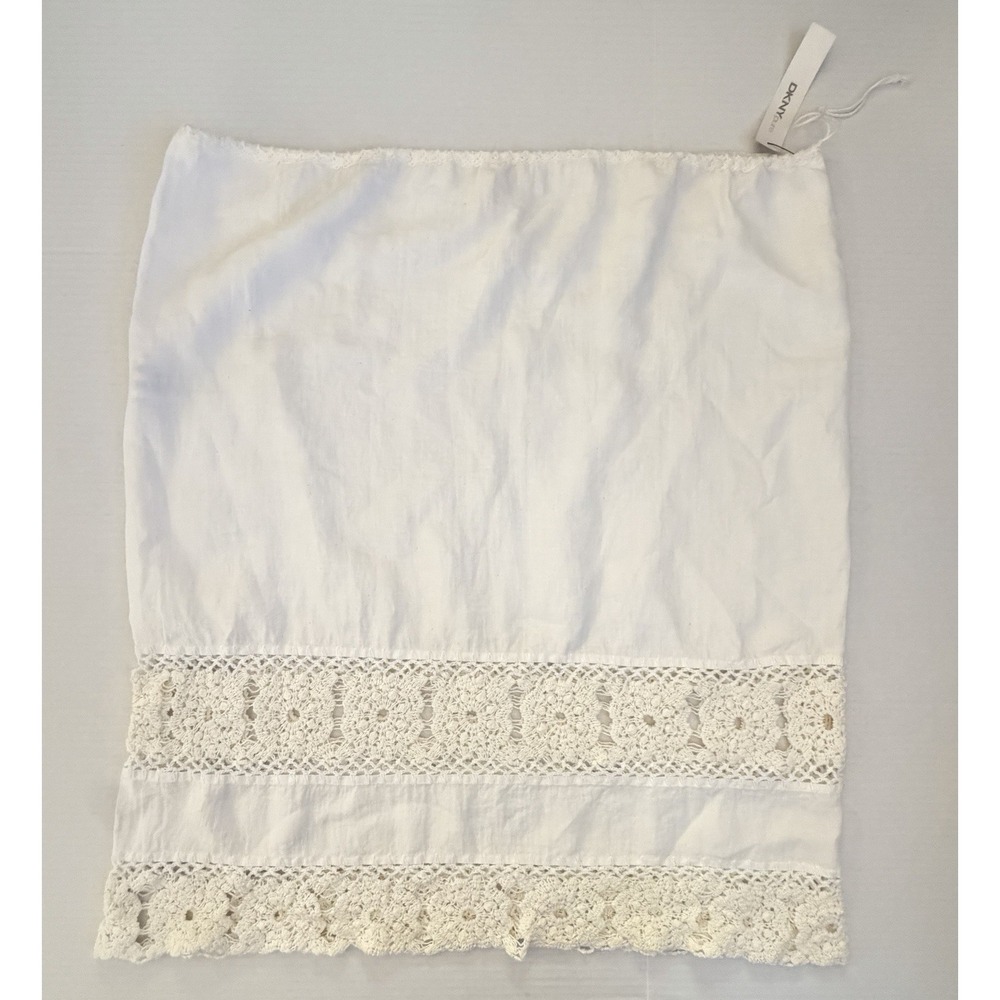 Vintage Y2K DKNY Pure Linen Crochet Skirt 14 NWT Ivory Boho Cottagecore